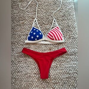 Victoria's Secret Red white and Blue Striped Bikini  4th of July!!  🎆🎆🎆